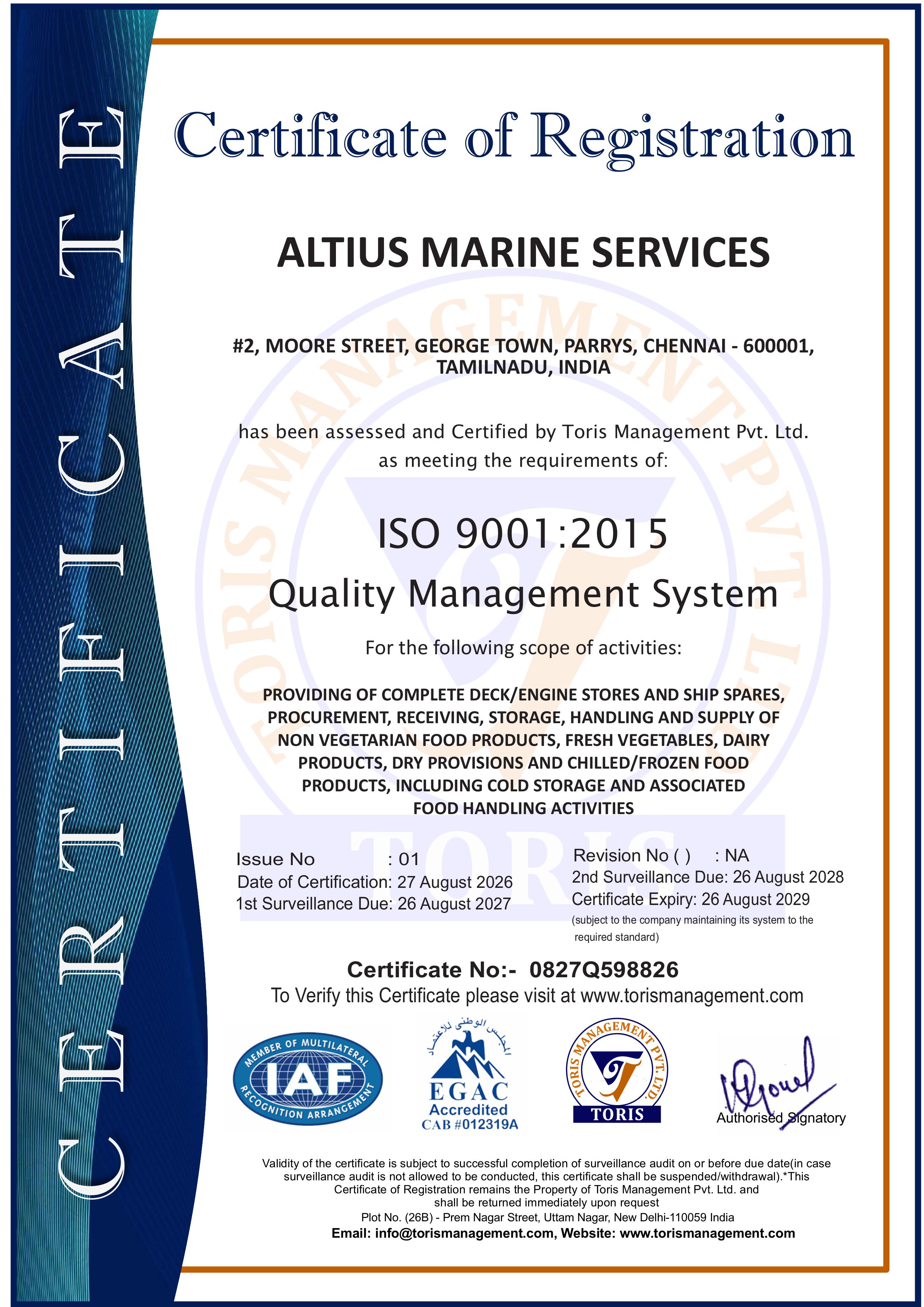 ISO 9001:2015 Certificate